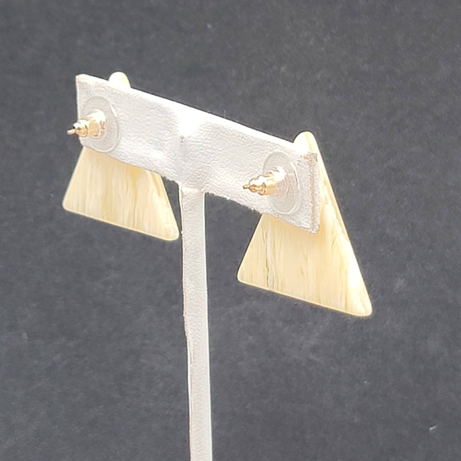 Vintage Pierced Earrings Resin Translucent Triangle Drop 1"
