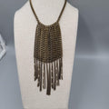 J Jill Necklace Bronze tone Chain Mail Look Tassel Statement Long 24"