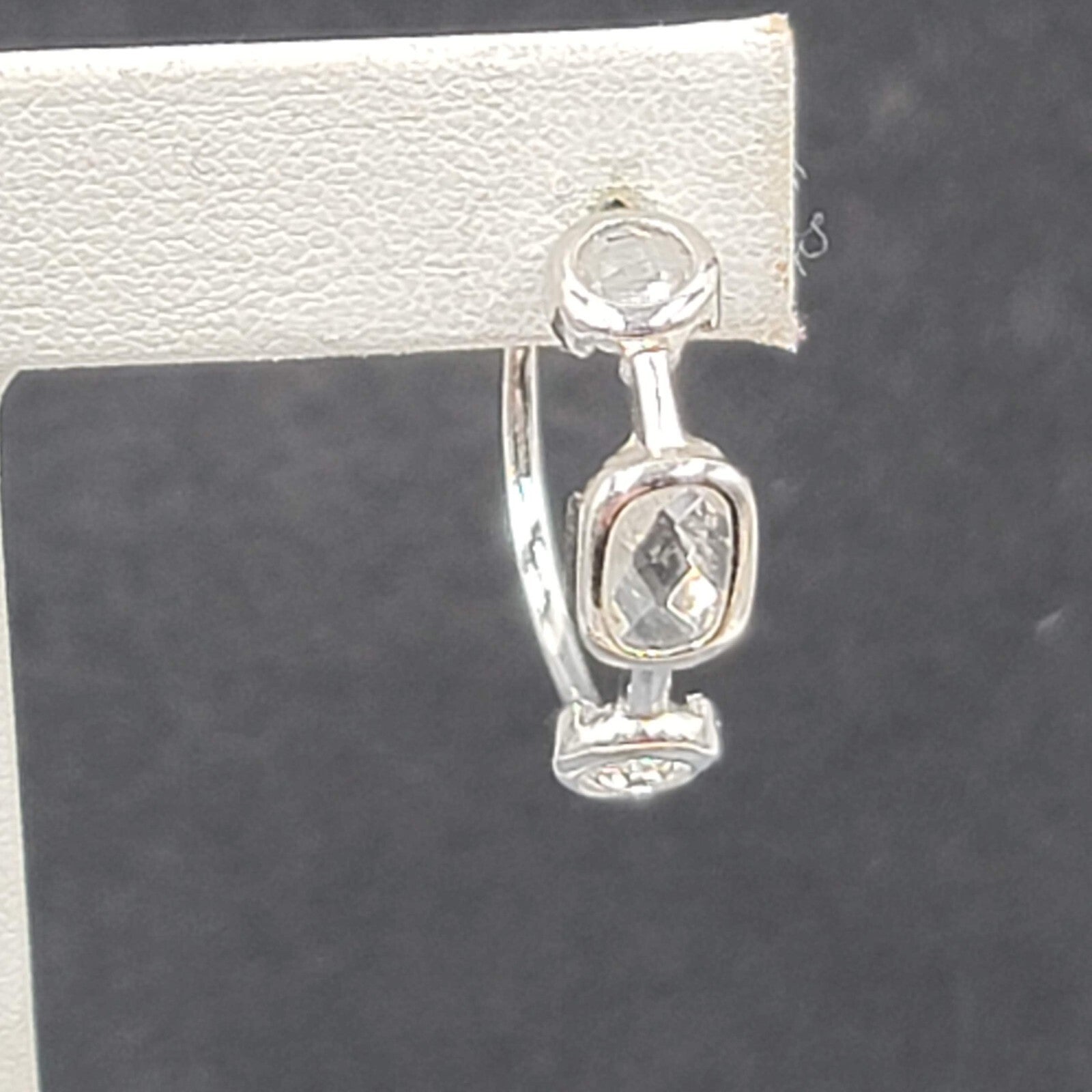 Pierced Earrings Silver Plated Crystal Hoops Dangle 1"