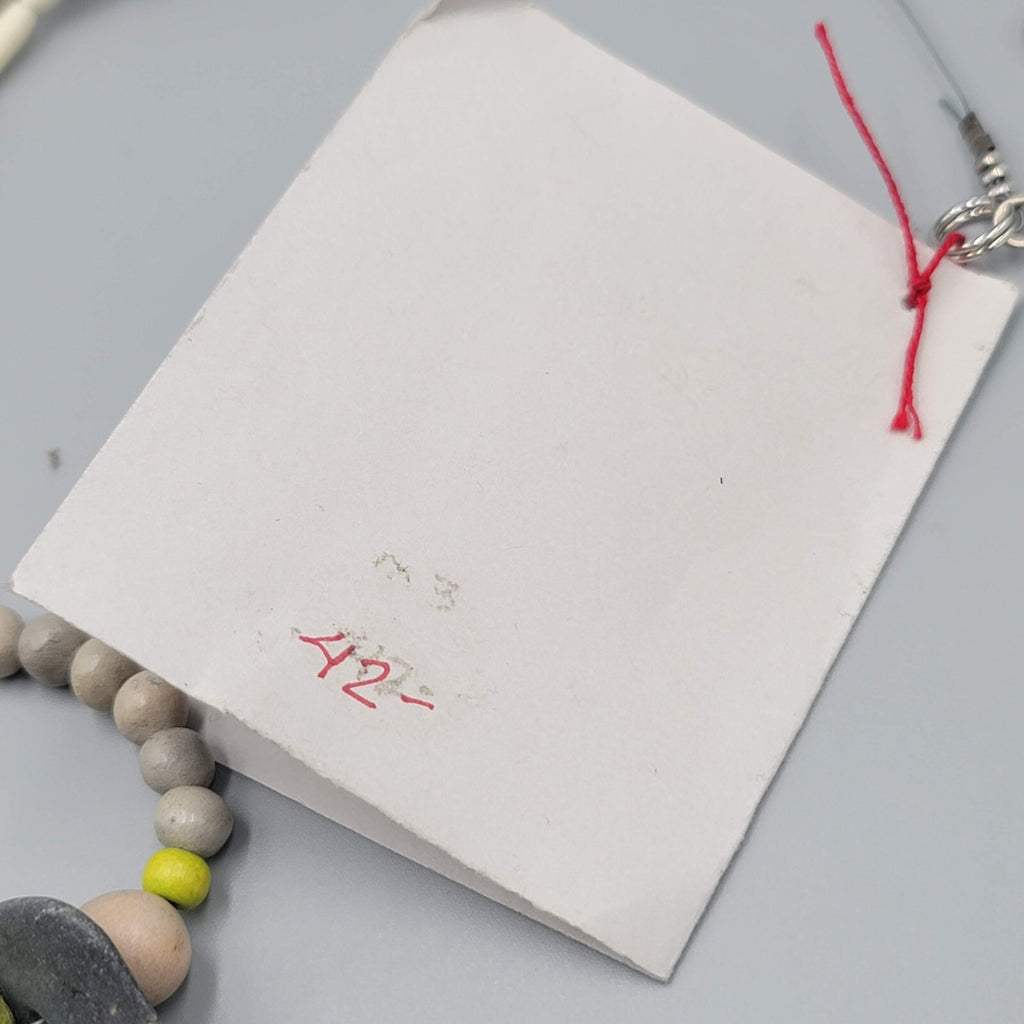 Cayuga Lake Lucky Stones Necklace Artisan Gray Green Beads 26"