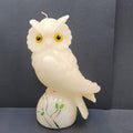 Vintage Wax Owl Candle Large Carved White Unburned 9"