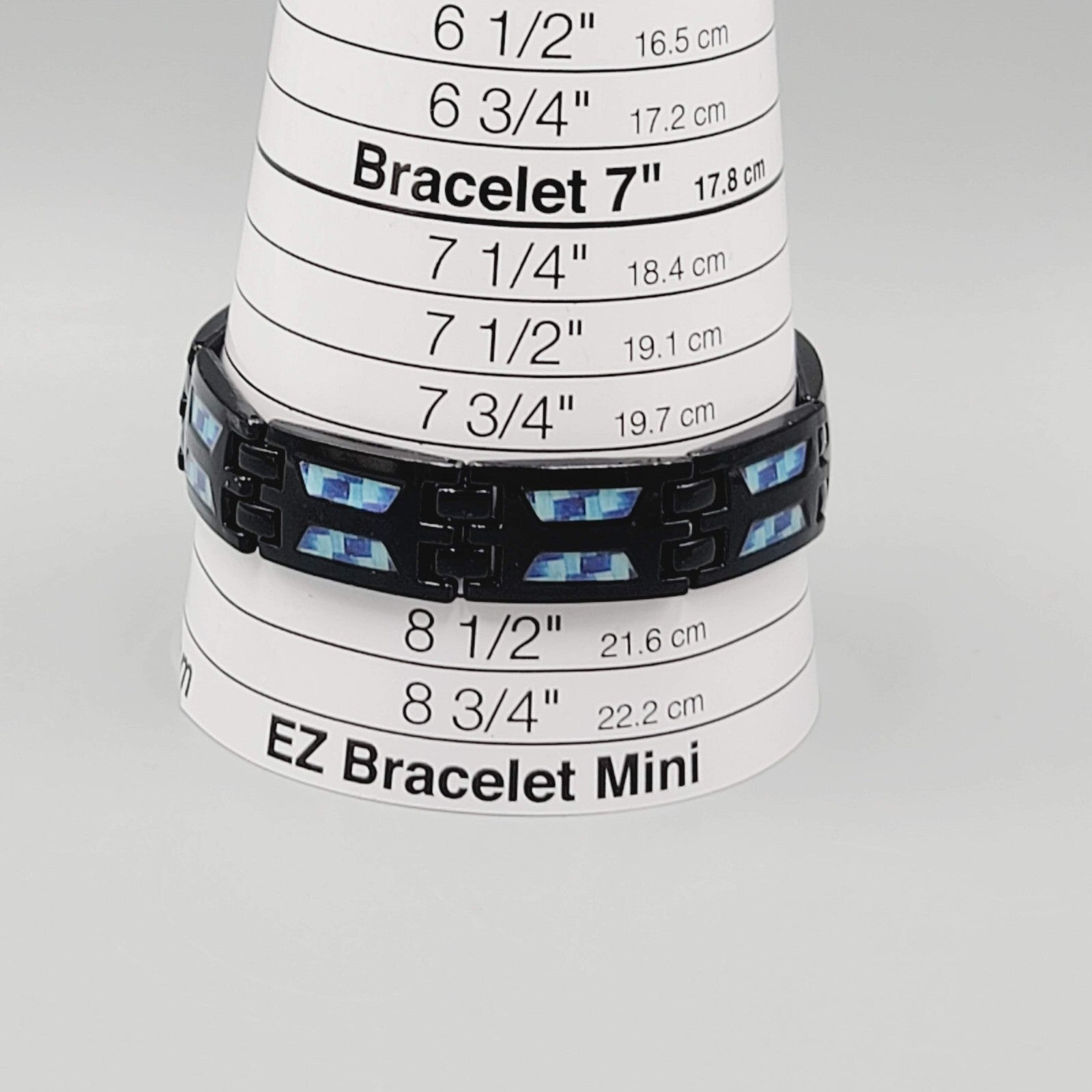 Mens Bracelet Black Metal Blue Accented Magnet on Inside 8 in