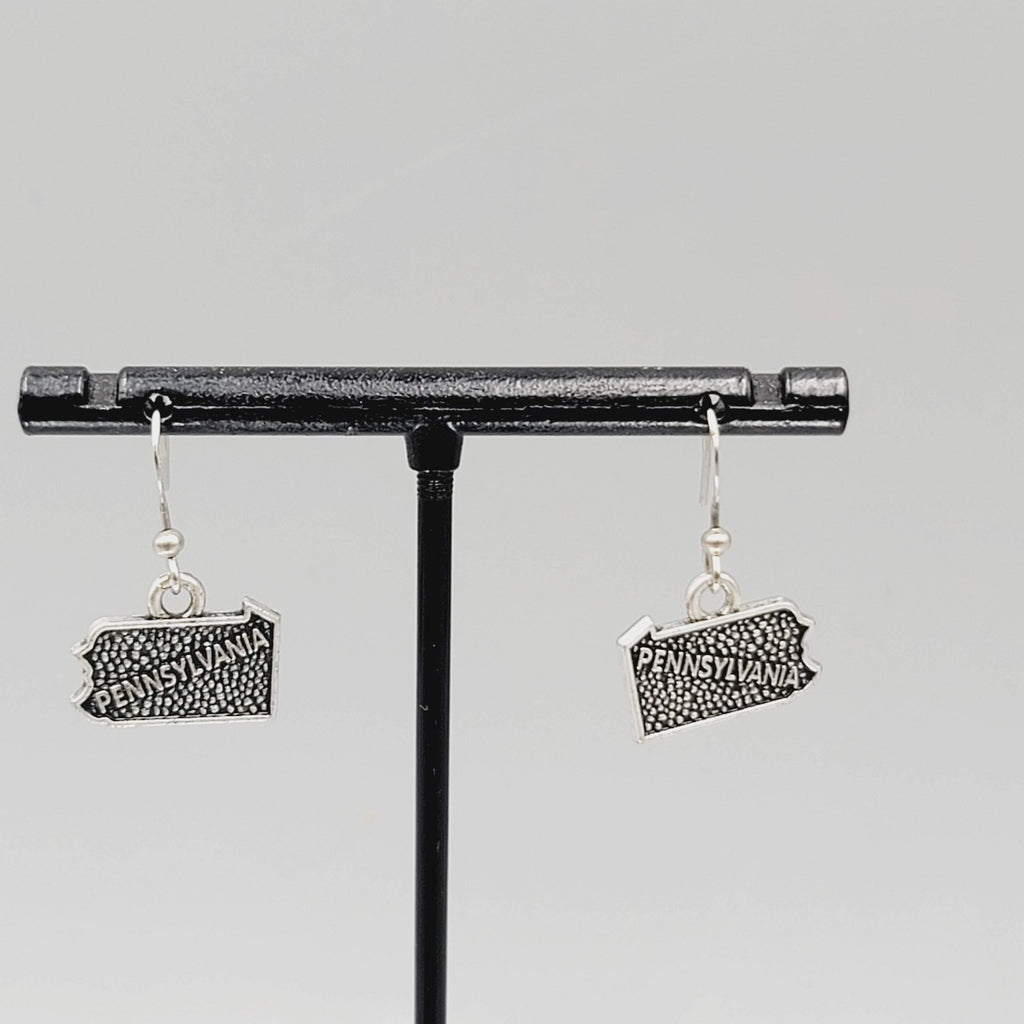 State of Pennsylvania Pierced Earrings Silver tone Dangle 3/8"