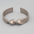 Memory Cuff Bracelet  Silver Gray Faux Leather Twist 