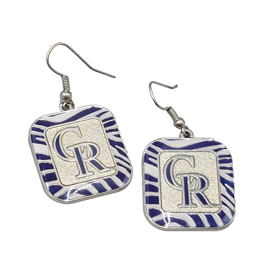 Colorado Rockies Pierced Earrings Baseball Silver tone Dangle 1 1/8"