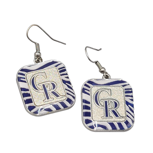 Colorado Rockies Pierced Earrings Baseball Silver tone Dangle 1 1/8"