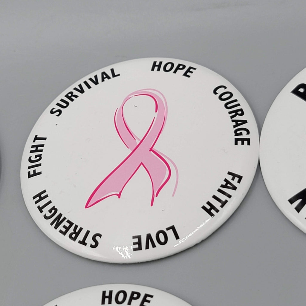 24 Breast Cancer Awareness Ribbon Logo Round 3 in Button LOT Pin Badge