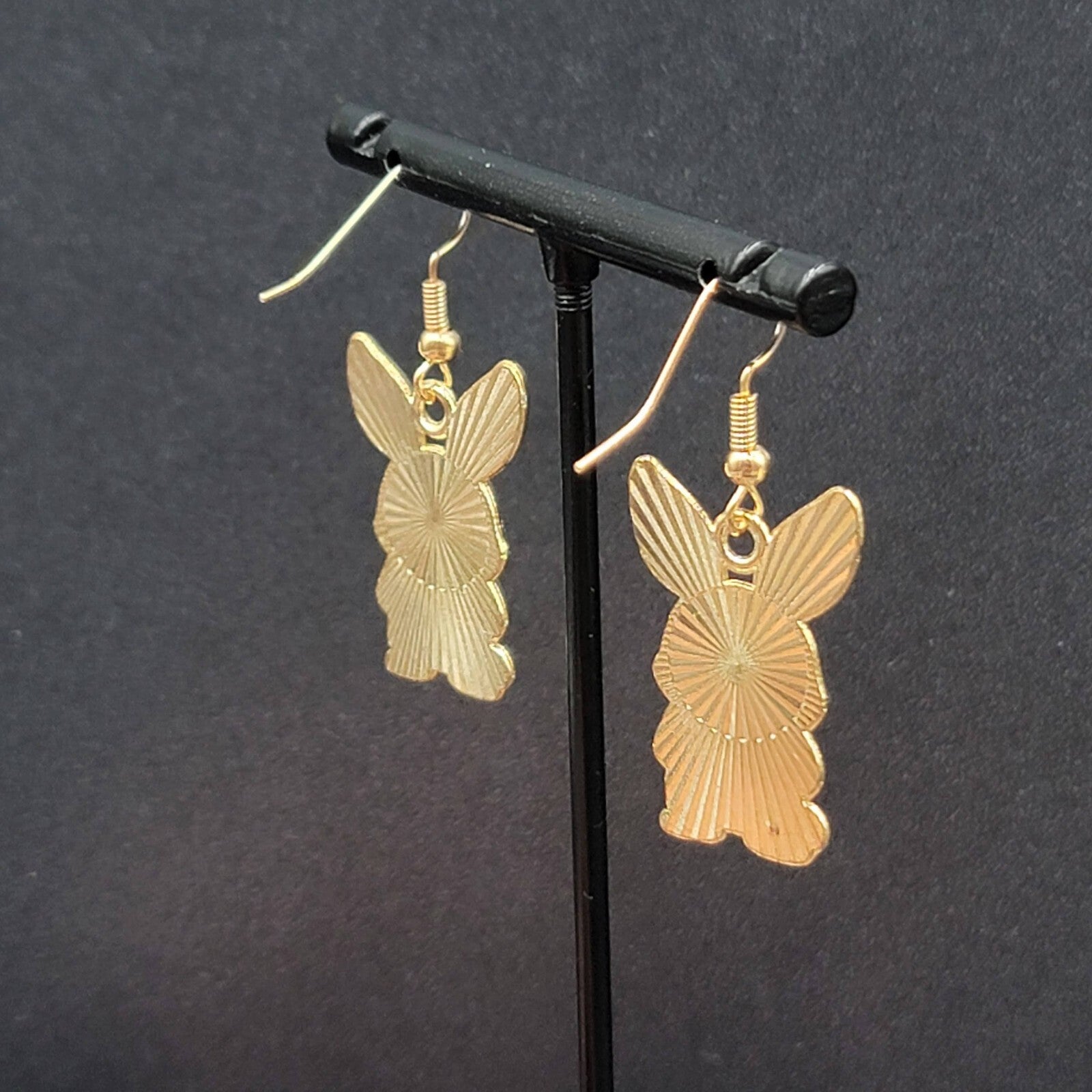 Zombie Rabbit Bunny Pierced Earrings Halloween Half Skeleton Enamel Dangle 1"