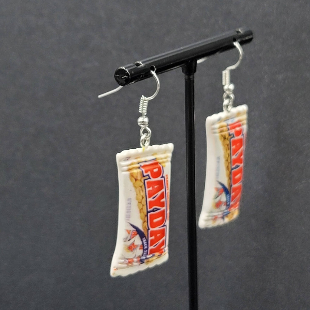 New PAYDAY Candy Bar Pierced Earrings Acrylic Dangle 1.5"