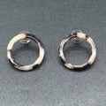 Pierced Earrings Brown Speckled Acrylic Open Circle Hoop Drop 1 1/8"
