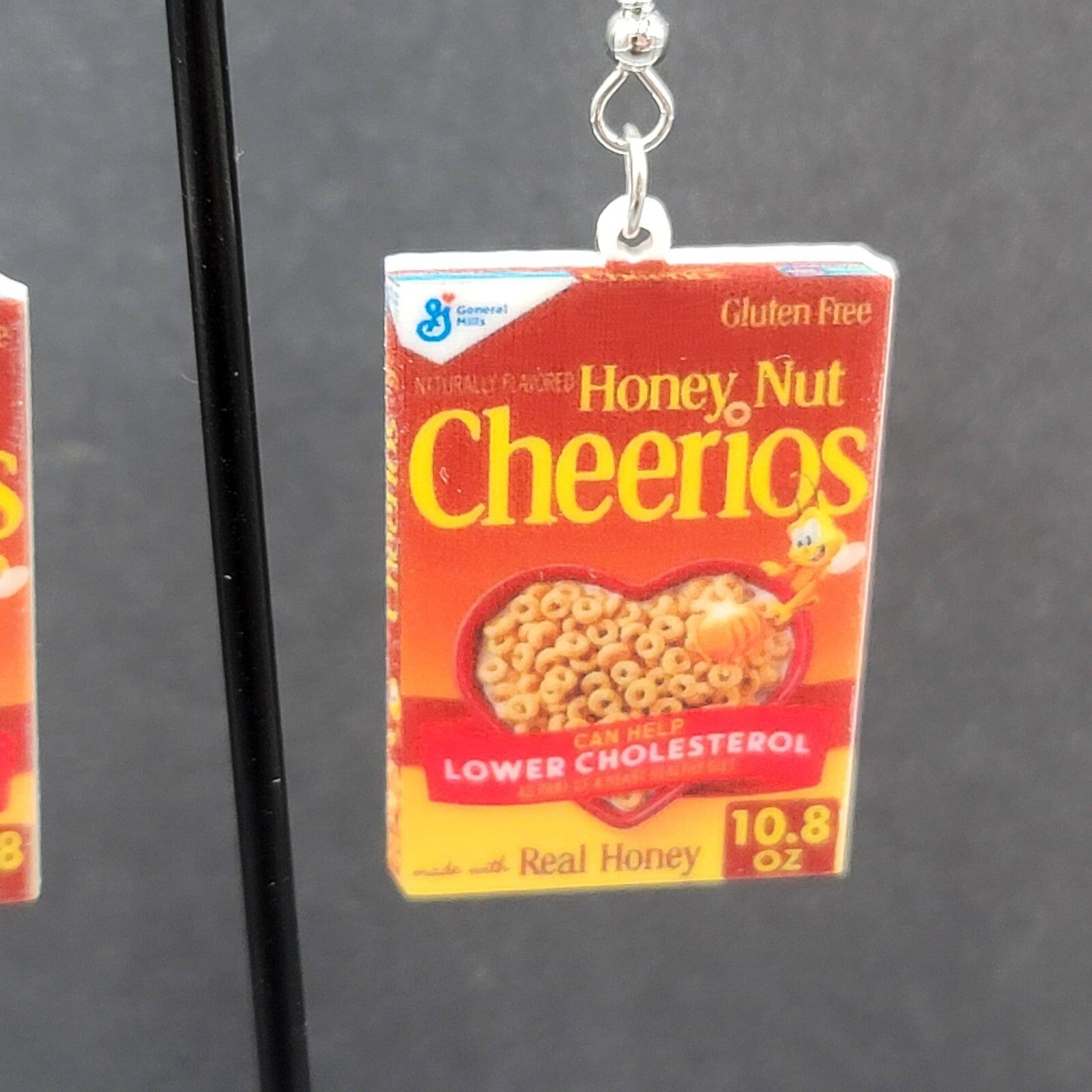 Honey Nut Cheerios Pierced Earrings Fun Breakfast Food Novelty 1.25"