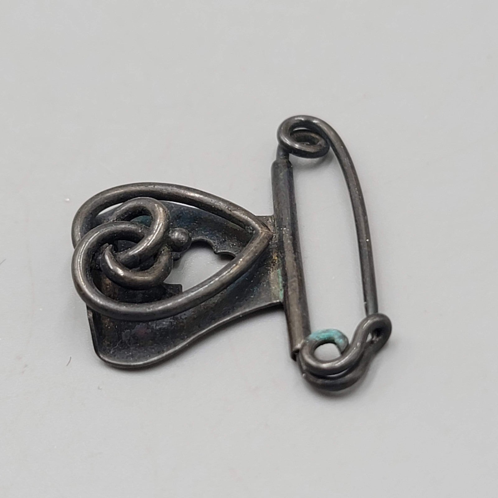 Antique Victorian Sterling Silver Watch Clip Pin Vintage