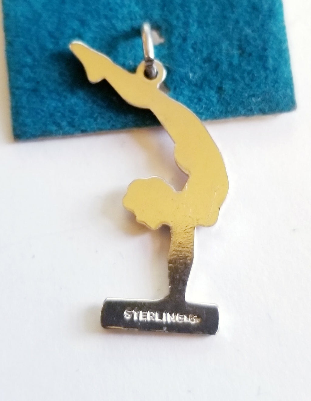 Vintage Sterling Silver Enamel Gymnastics Bar Girl .925 Charm Pendant NOS