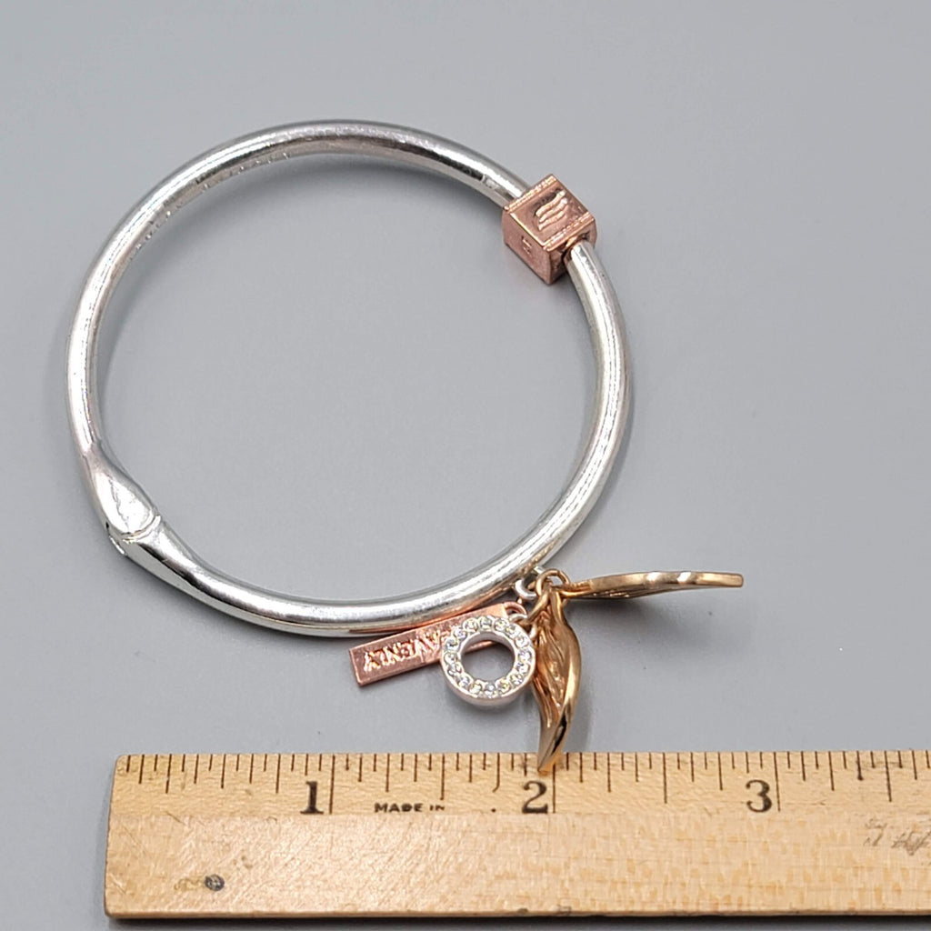 Ashley Bridget Bangle Bracelet Rose Gold and Silver tone Heavenly Wings 7.5"