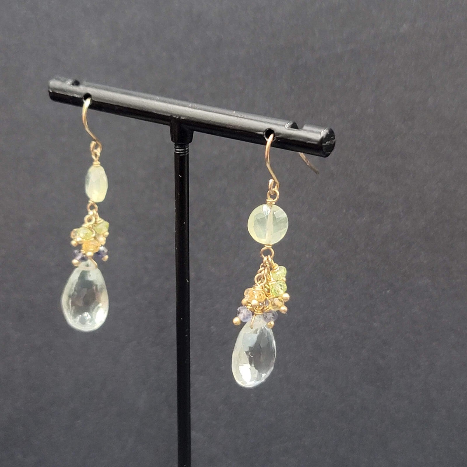 Pierced Earrings Multicolor Crystal Bead Dangle 1.5"