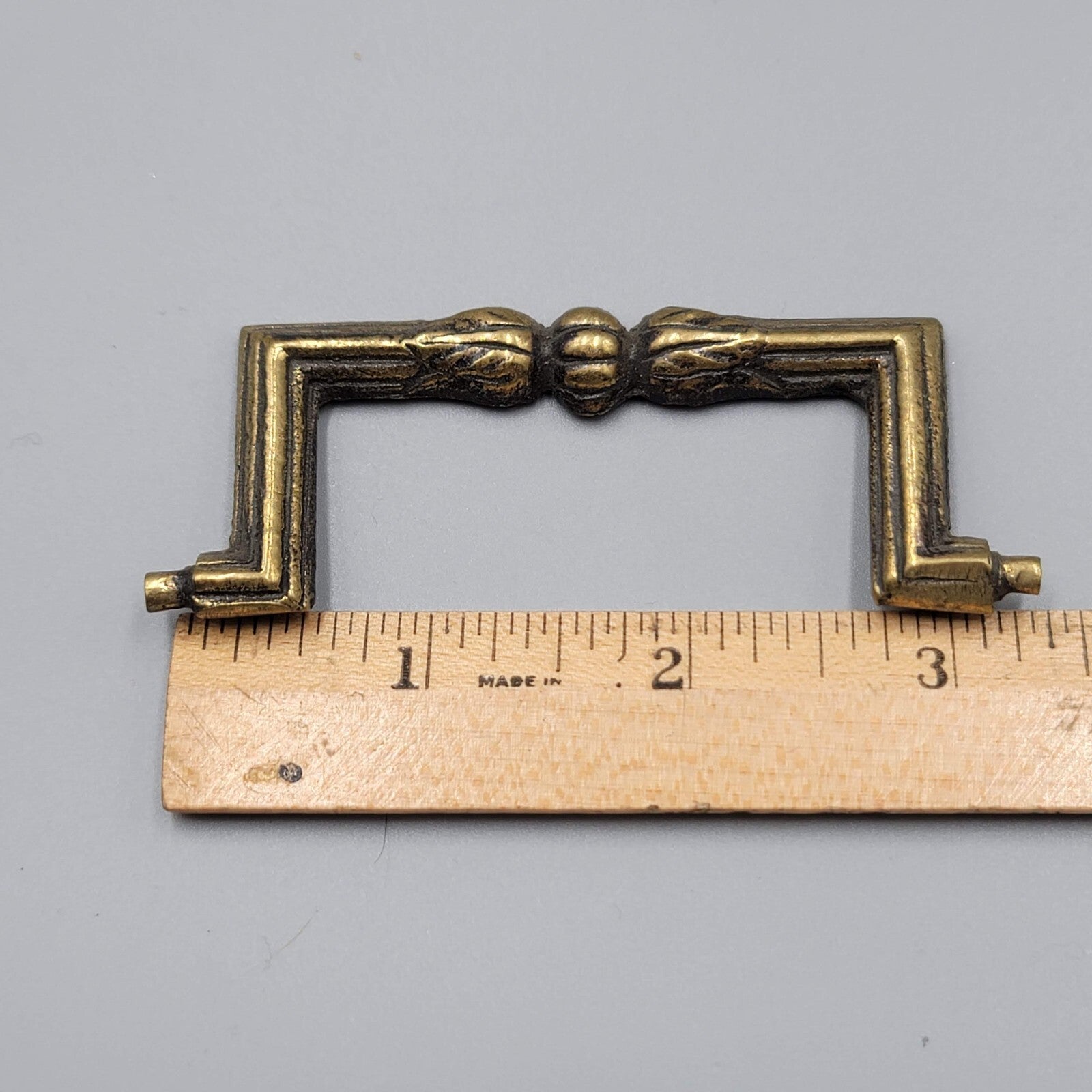 Vtg Leaf Brass Bail Drop Drawer Pull Hardware Set of 4 Reclaimed Part 3"