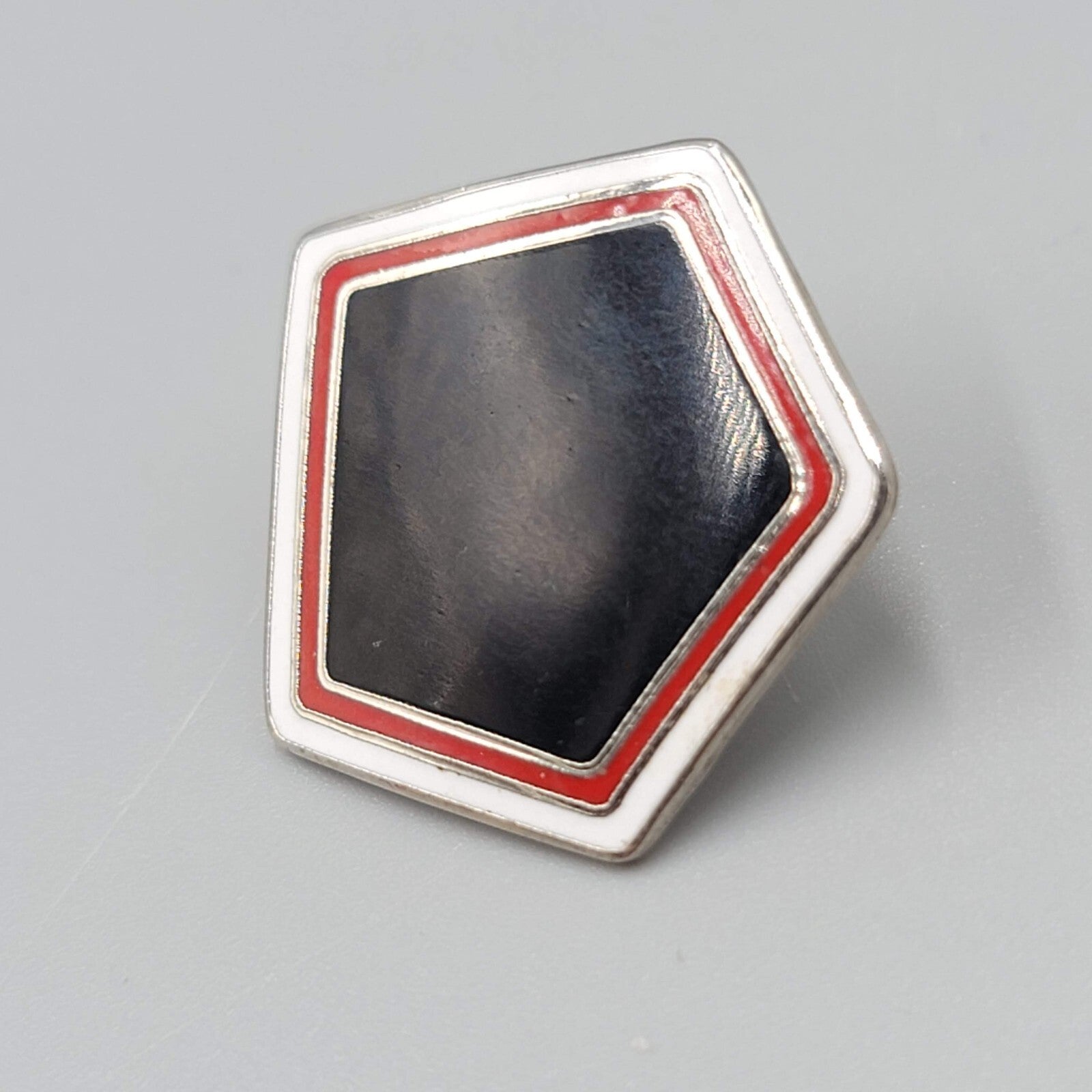 Vintage Roman Enamel Cloisonne Pierced Earrings Red White Black Drop 1"