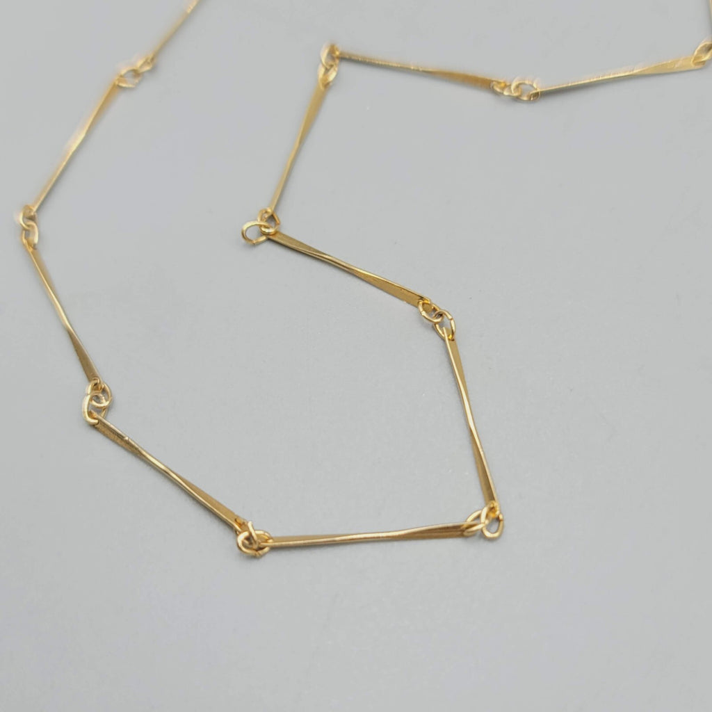 Vintage Bar Chain Necklace Gold tone Estate Costume Jewelry 16"
