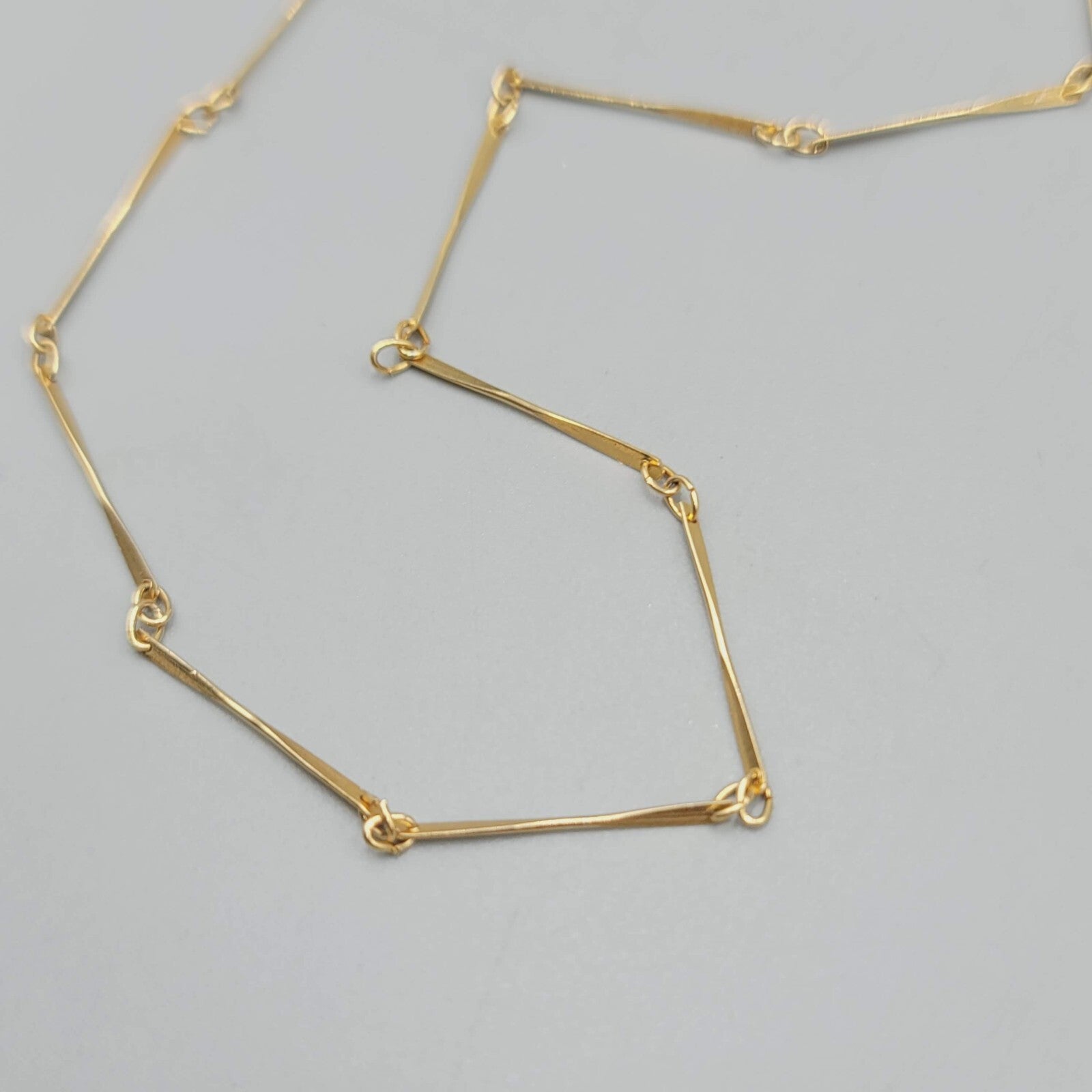 Vintage Bar Chain Necklace Gold tone Estate Costume Jewelry 16"