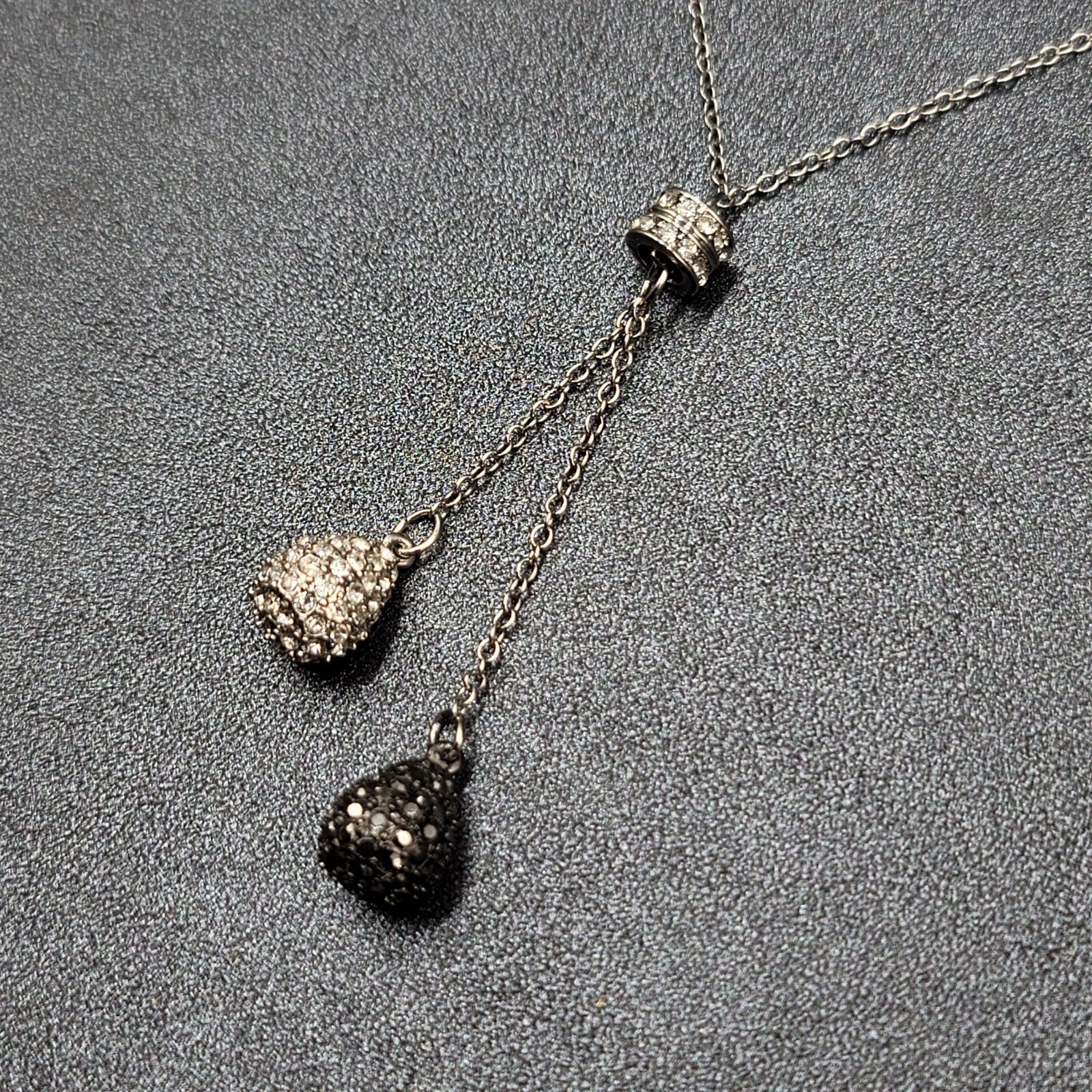 Spring Street Necklace Silver tone Rhinestone Tassel Pendant 16"-18"