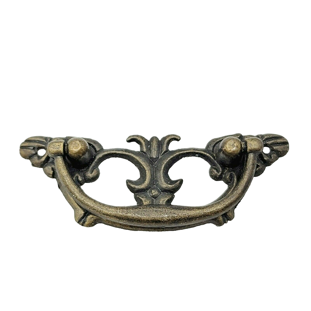 Vintage Drawer Pull Bail Handle Solid Brass 3 1/4" x 1 1/4" holes 1 3/4" 