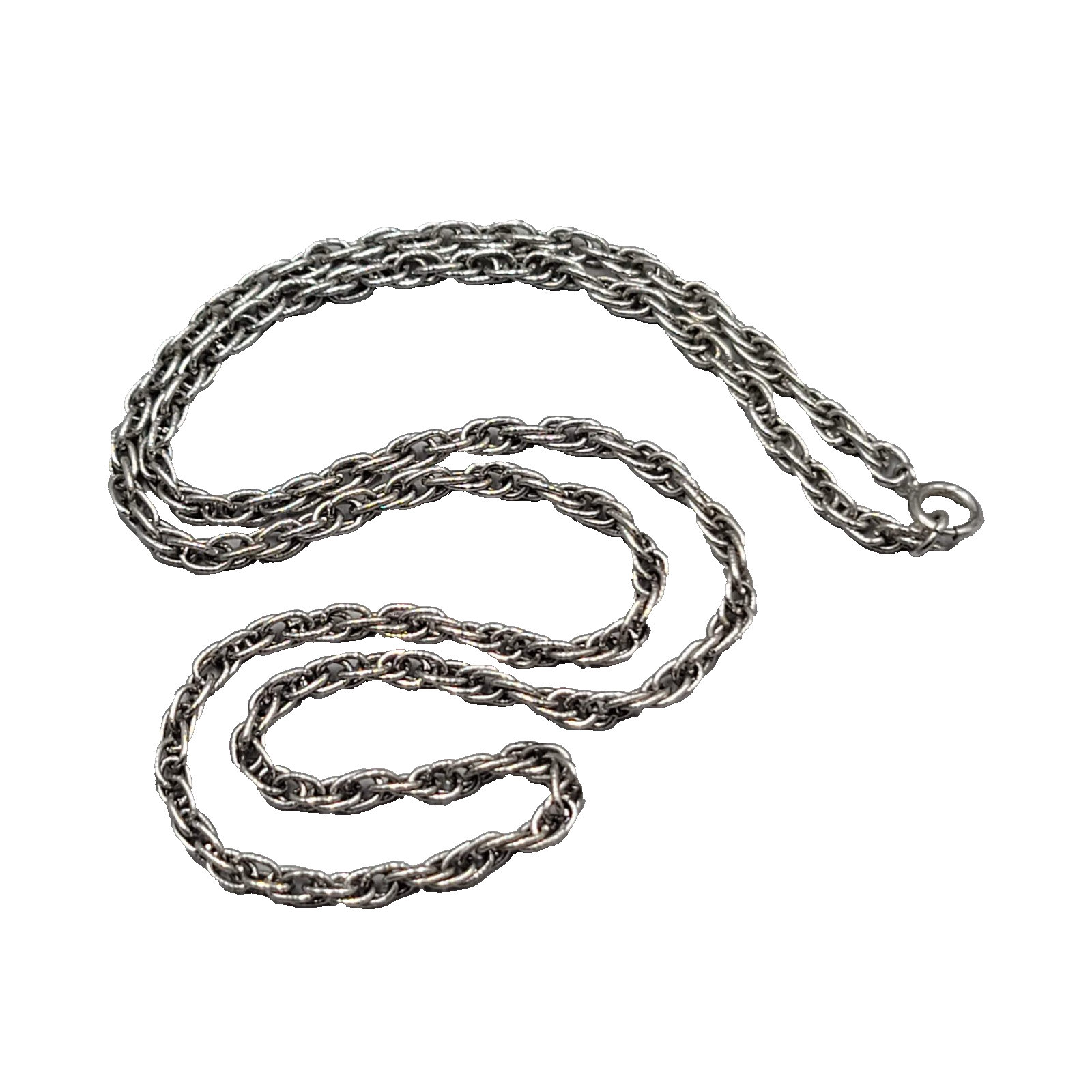 Vintage Statement Chain Necklace Estate Costume Jewelry Silver tone 24"