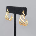 Vintage MONET Pierced Earrings Yellow Gold Plated Open Work Teardrop 1"