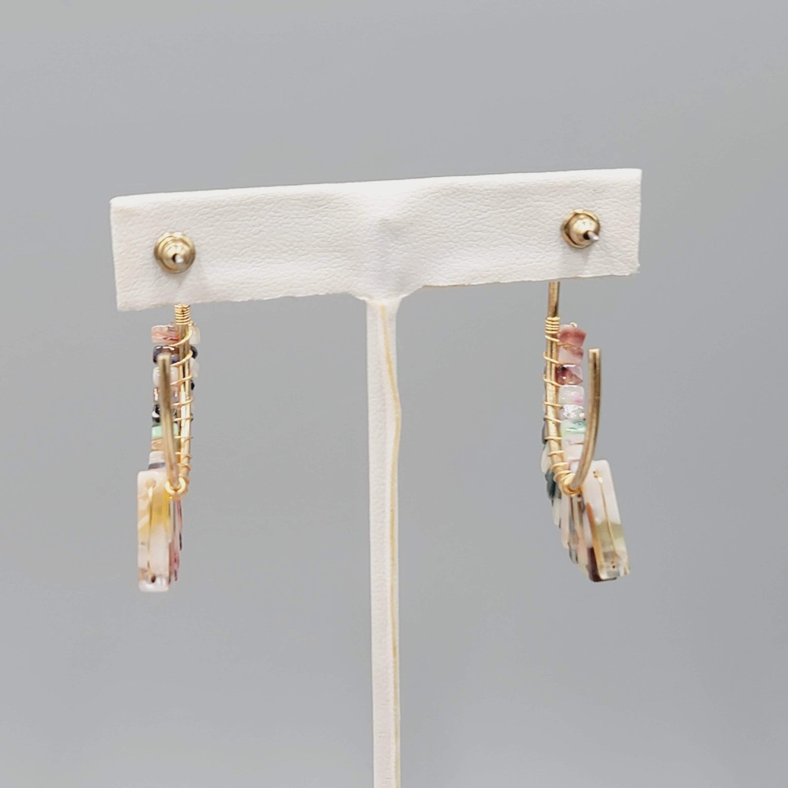 Colorful Resin Hoop Pierced Earrings Gold Tone Statement Jewelry 2"