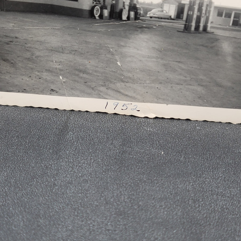 Vintage Photo Chevron Gas Station Garage 1952 Black & White OOAK 5" x 3.5"