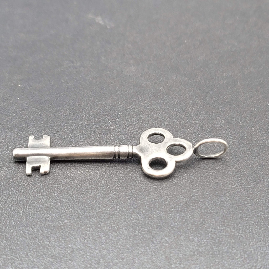 Skeleton Key Necklace Pendant Only Silver tone 2"
