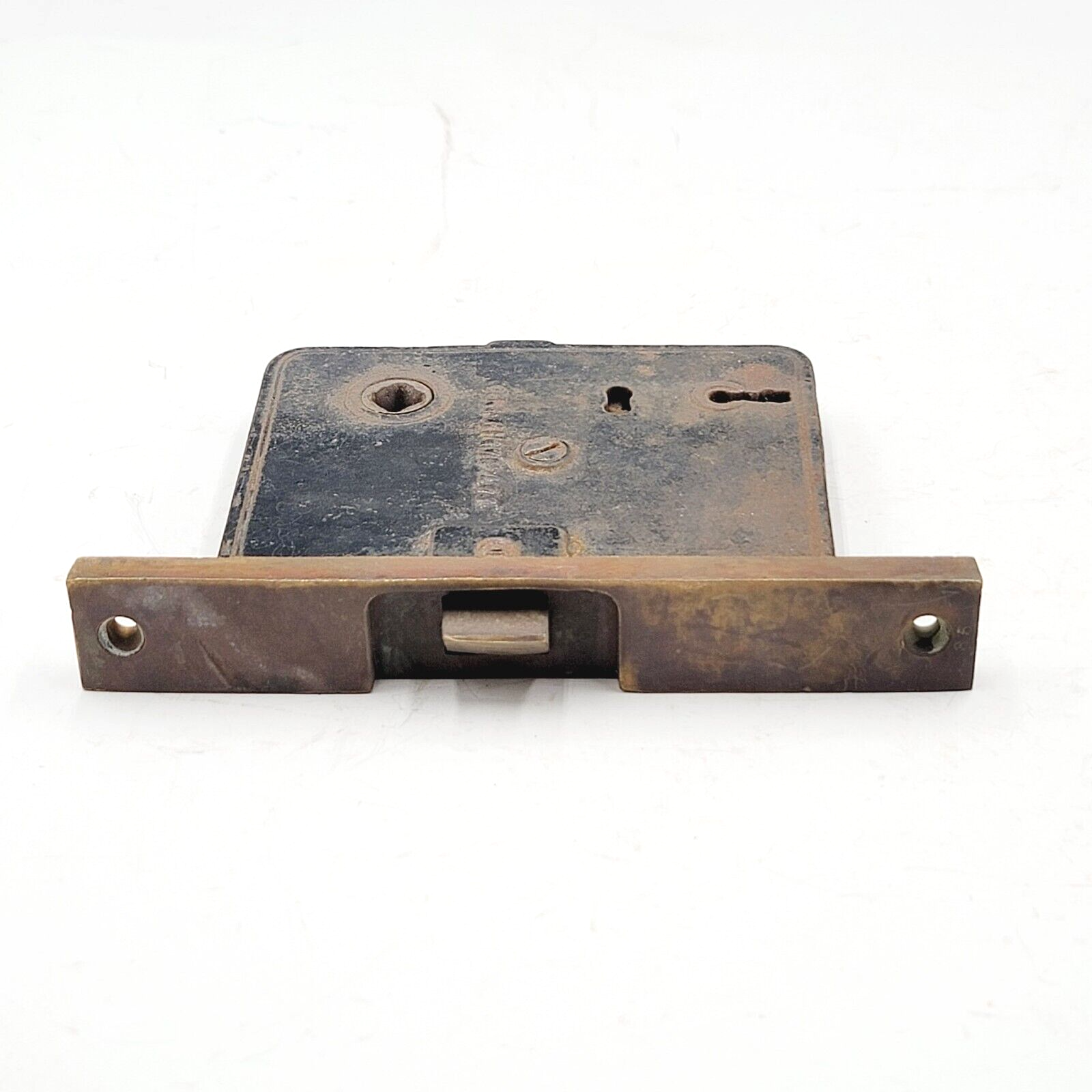 Vintage Mortise Lock Door Hardware Salvage Skeleton Keyhole NO Key Inset Latch
