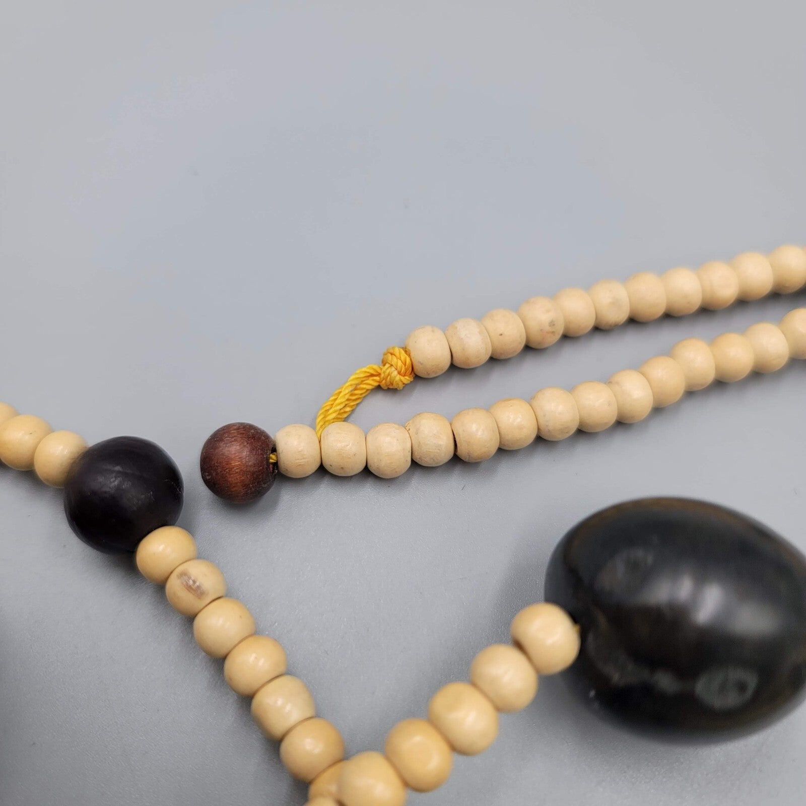 KuKui Nut Lei Necklace Wood Beads Double Strand Long 32"