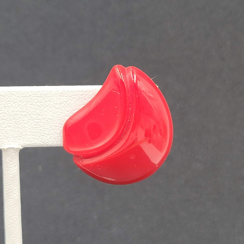 Vintage Pierced Earrings Red Acrylic Drop  1"