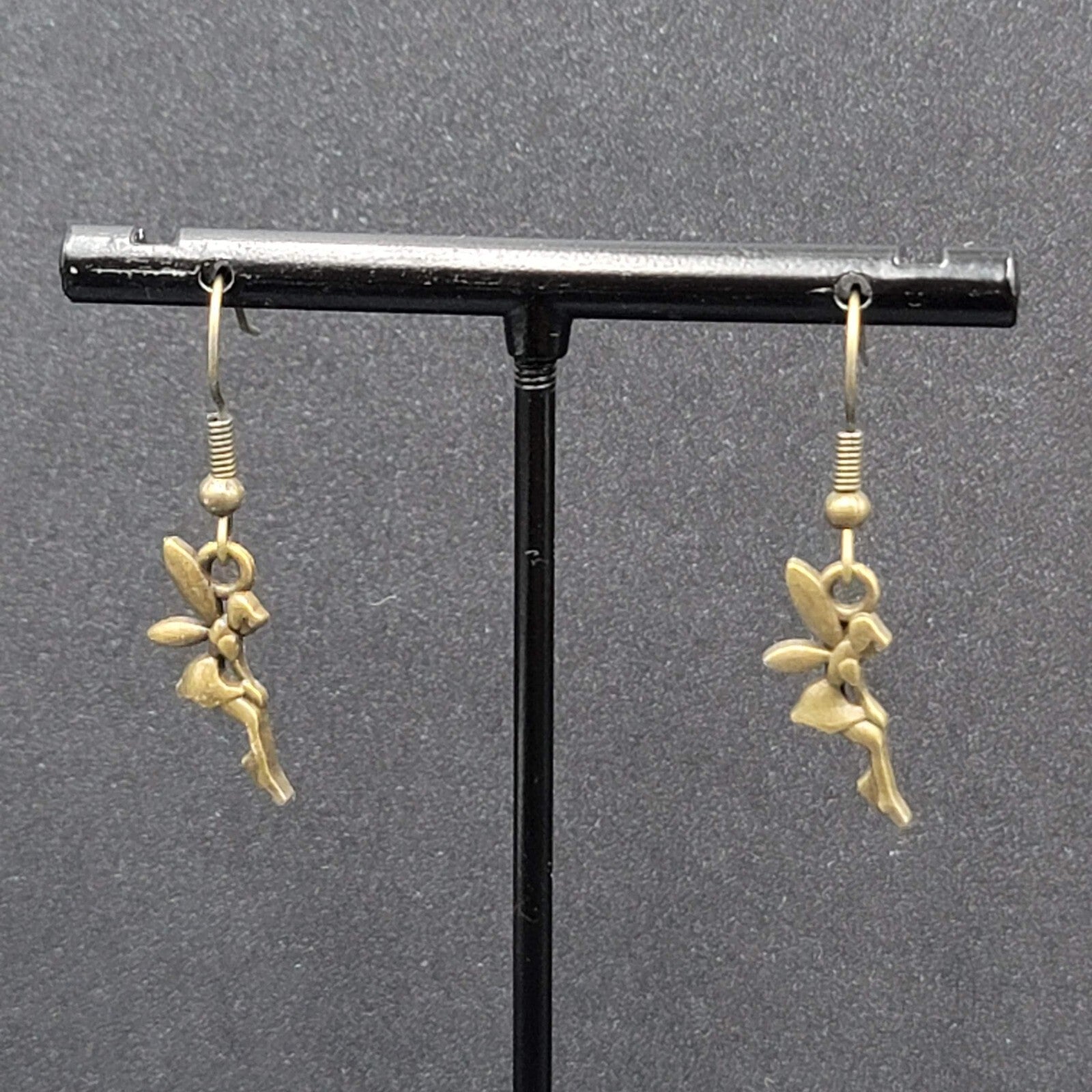 New Fairy Pierced Earrings Bronze tone Dangle 3/4"