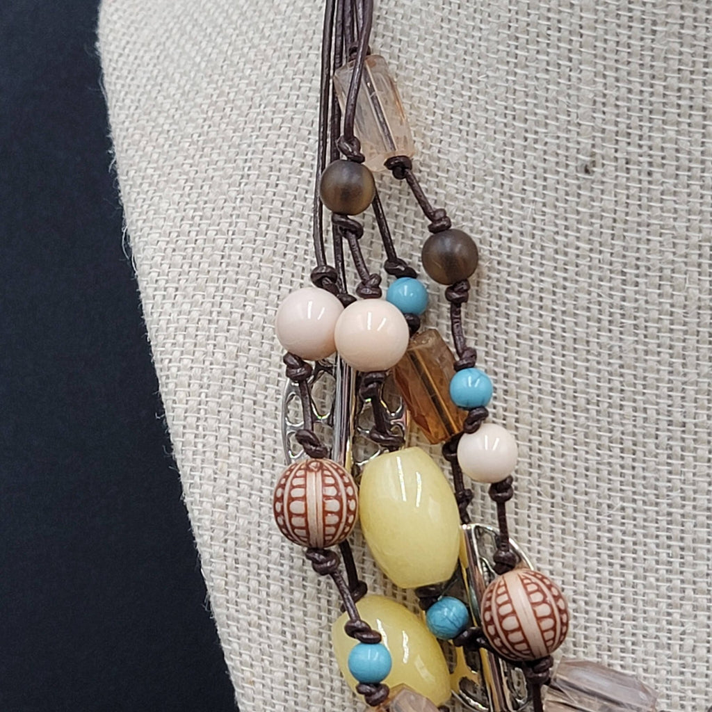 Premier Designs Del Monte Multi Strand Beaded Station Necklace 16"-20"