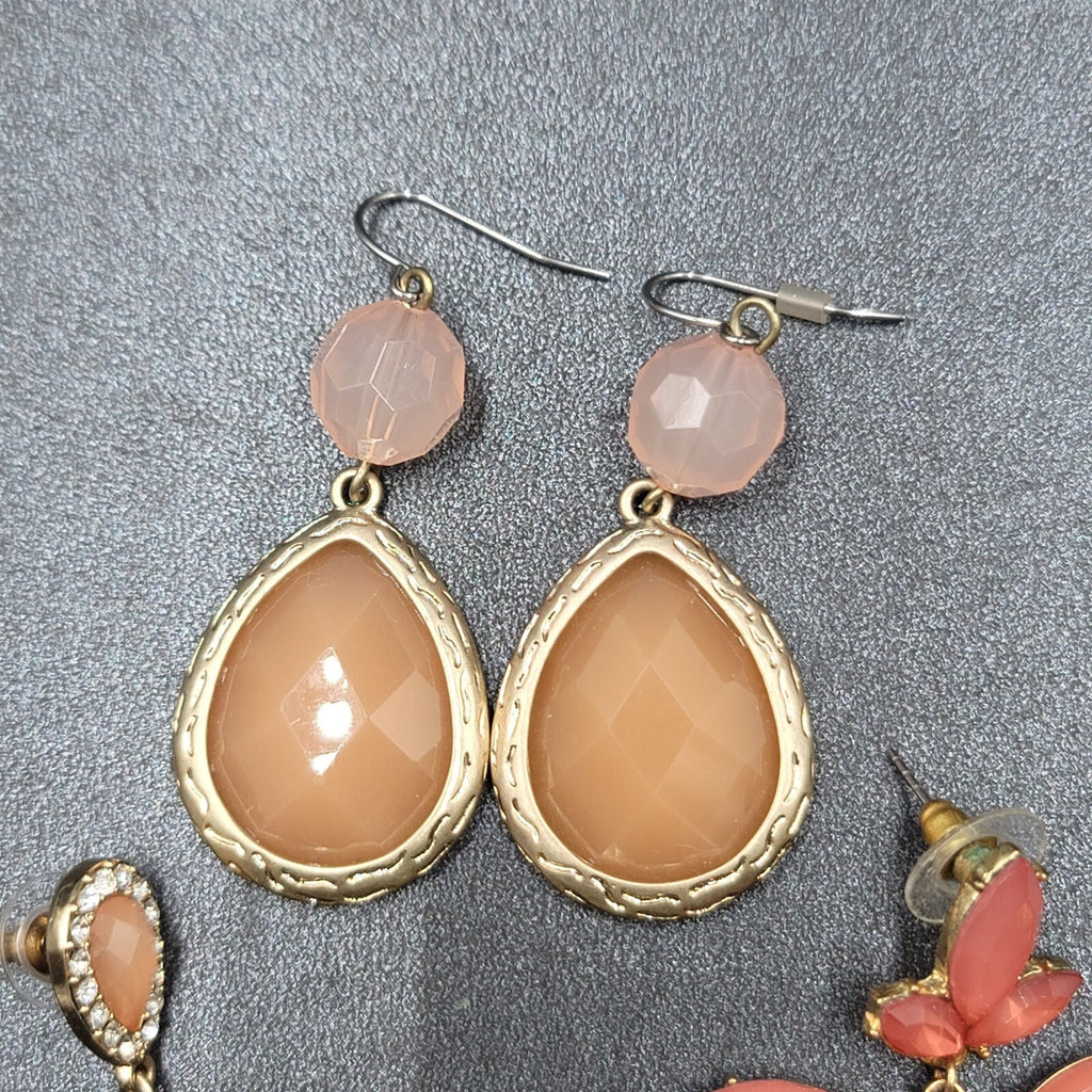 Lot of 3 Pierced Earrings Modern Statement Gold tone Pastel Colors