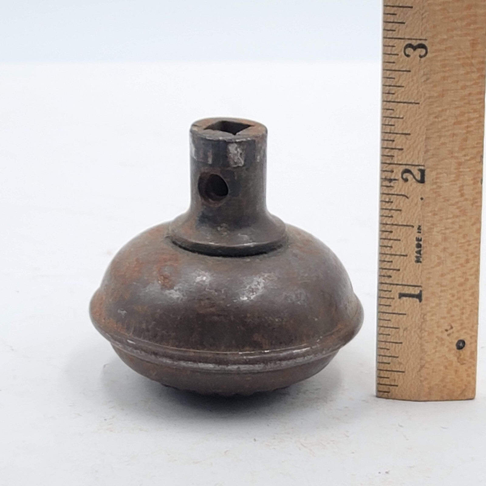 Vintage SINGLE Doorknob Gray Steel Beaded Rusty Salvage Door Hardware 2.25"