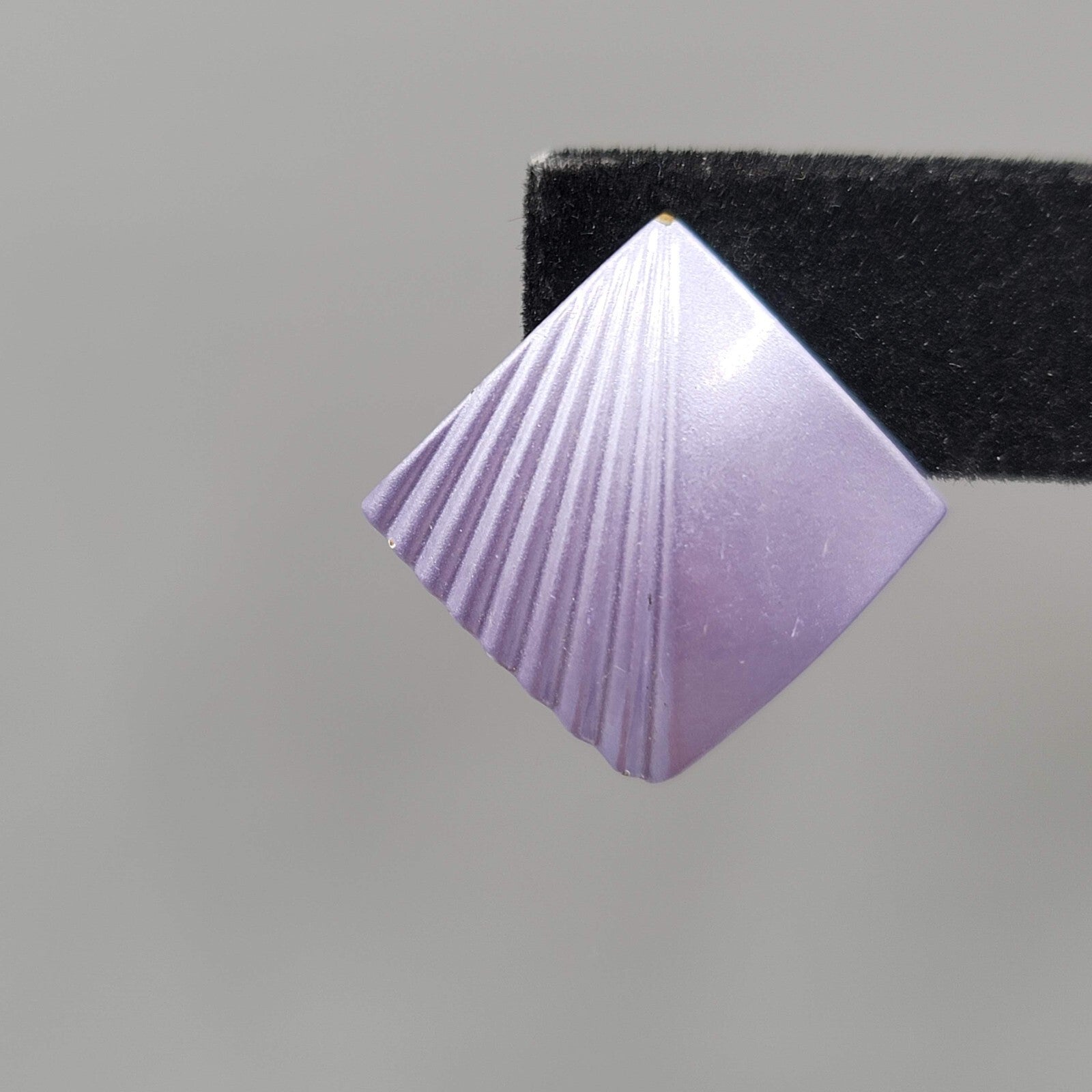 Vintage Pierced Earrings Satin Enamel Lavender Purple Square Drop 1"