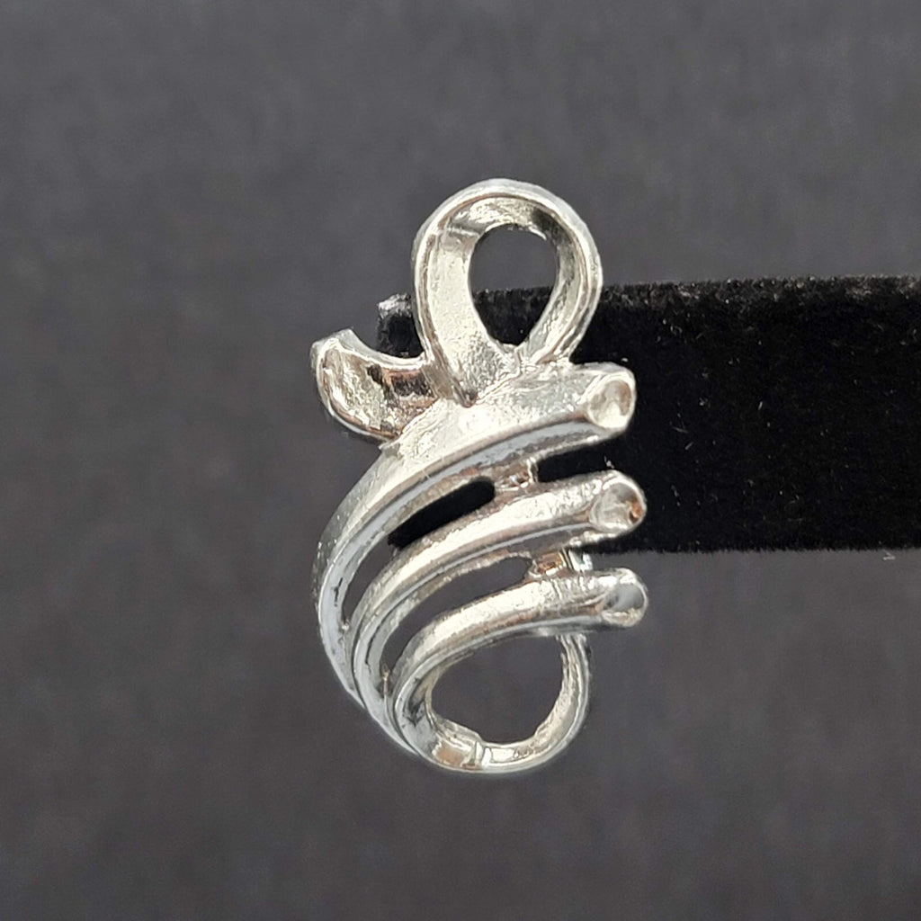 Vintage Clip on Earrings Pat Pend Silver tone Swirl Climber 1.25"