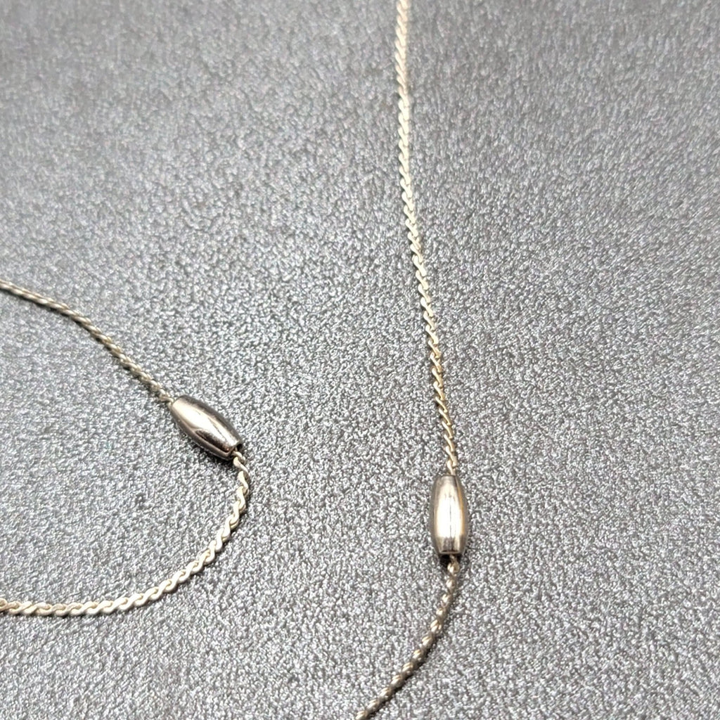 Vintage MONET Silver tone Chain Station Necklace 15" Small and Dainty