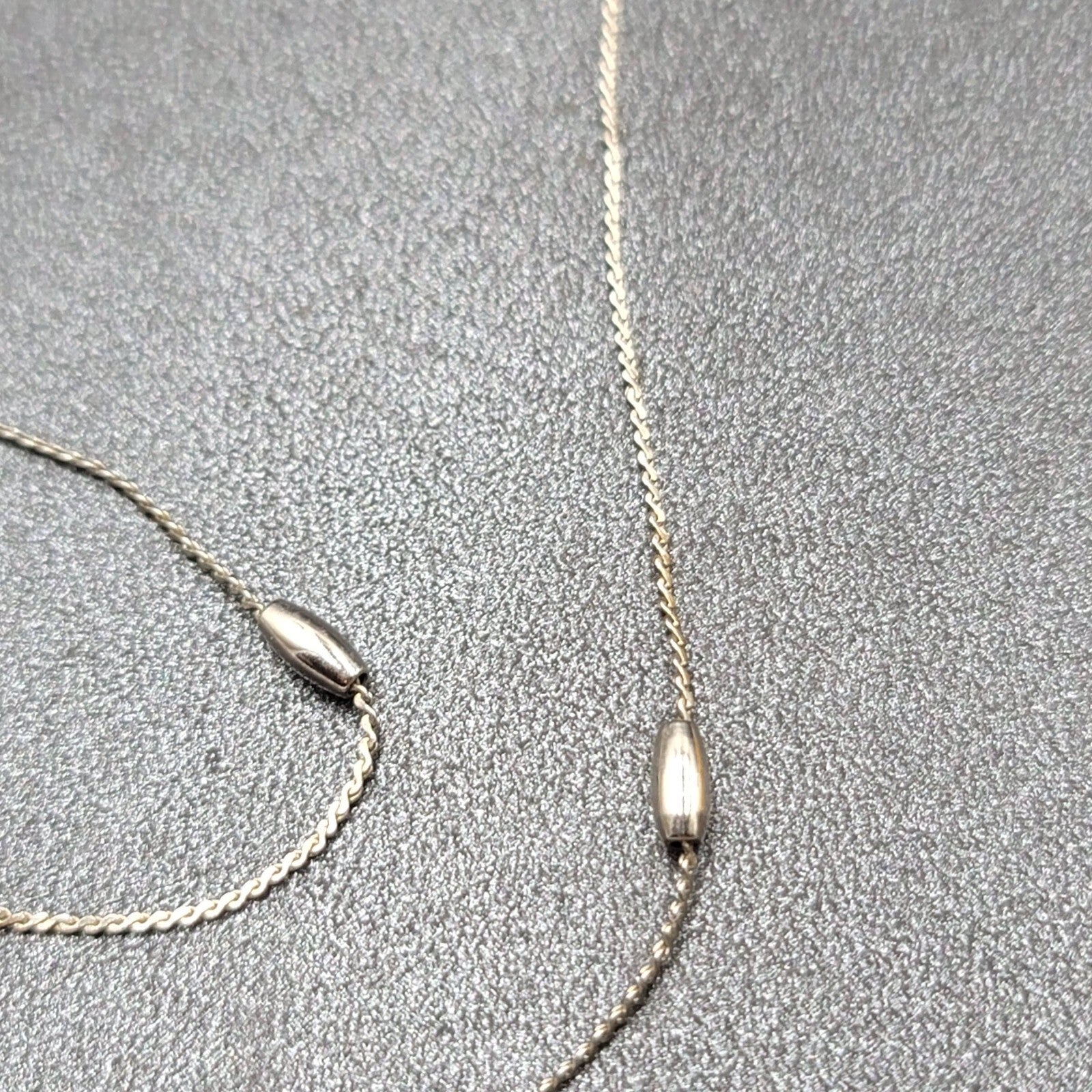 Vintage MONET Silver tone Chain Station Necklace 15" Small and Dainty