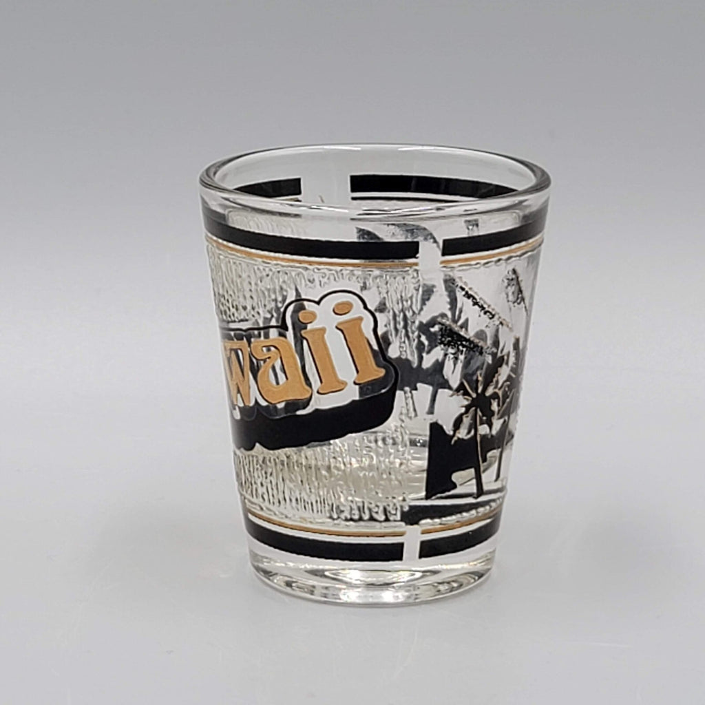 Vintage HAWAII Shot Glass Black and Gold Libbey Souvenir