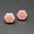 Vintage Pierced Earrings Pink Hexagon Pearlescent Studs 5/8"