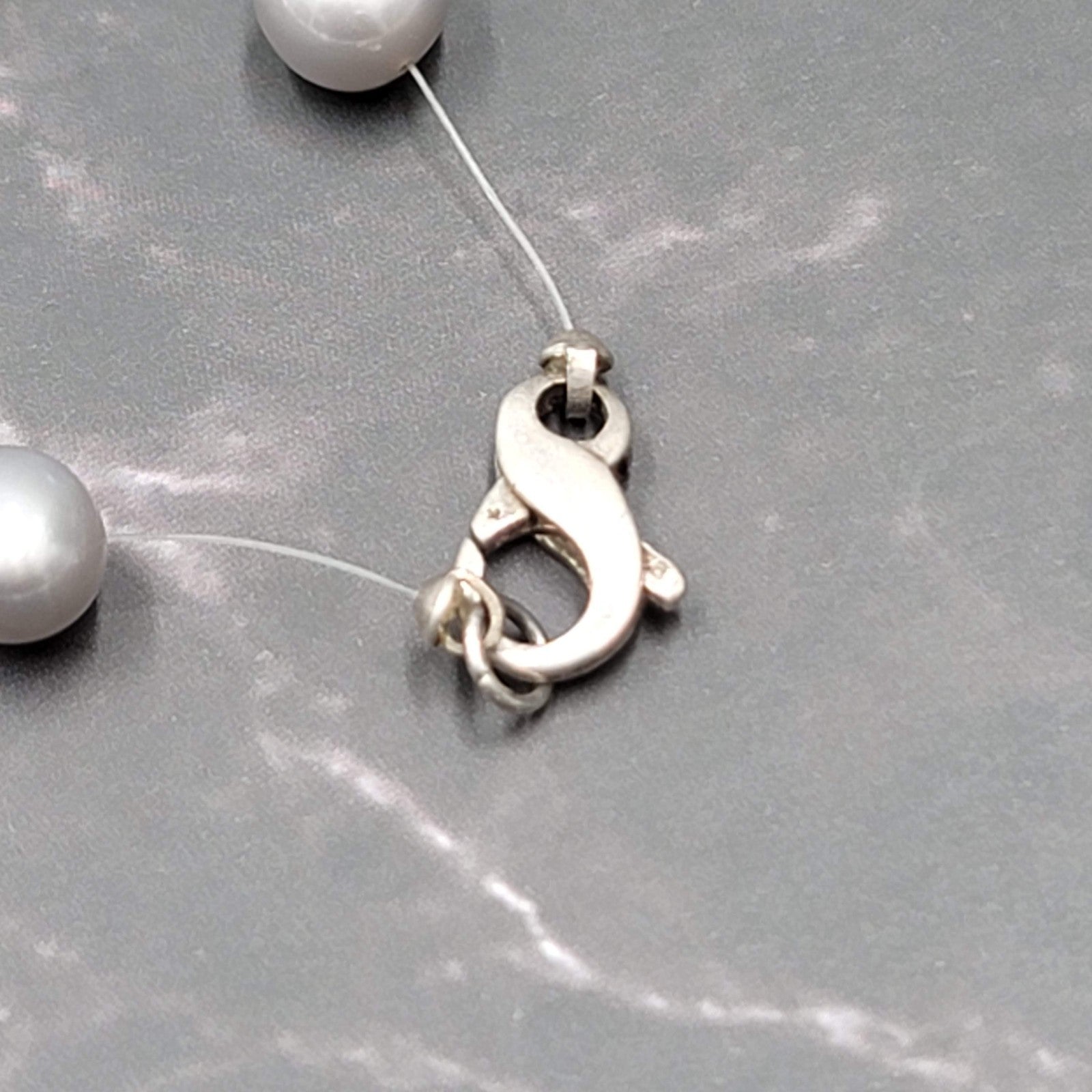 Sterling Silver Real Gray Pearl Station Necklace 16"