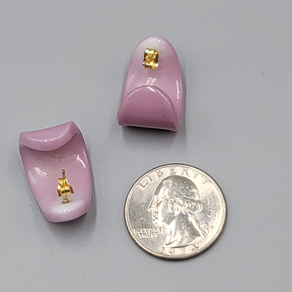 Vintage Light Purple Pierced Earrings Acrylic Wide Half Hoops 7/8"