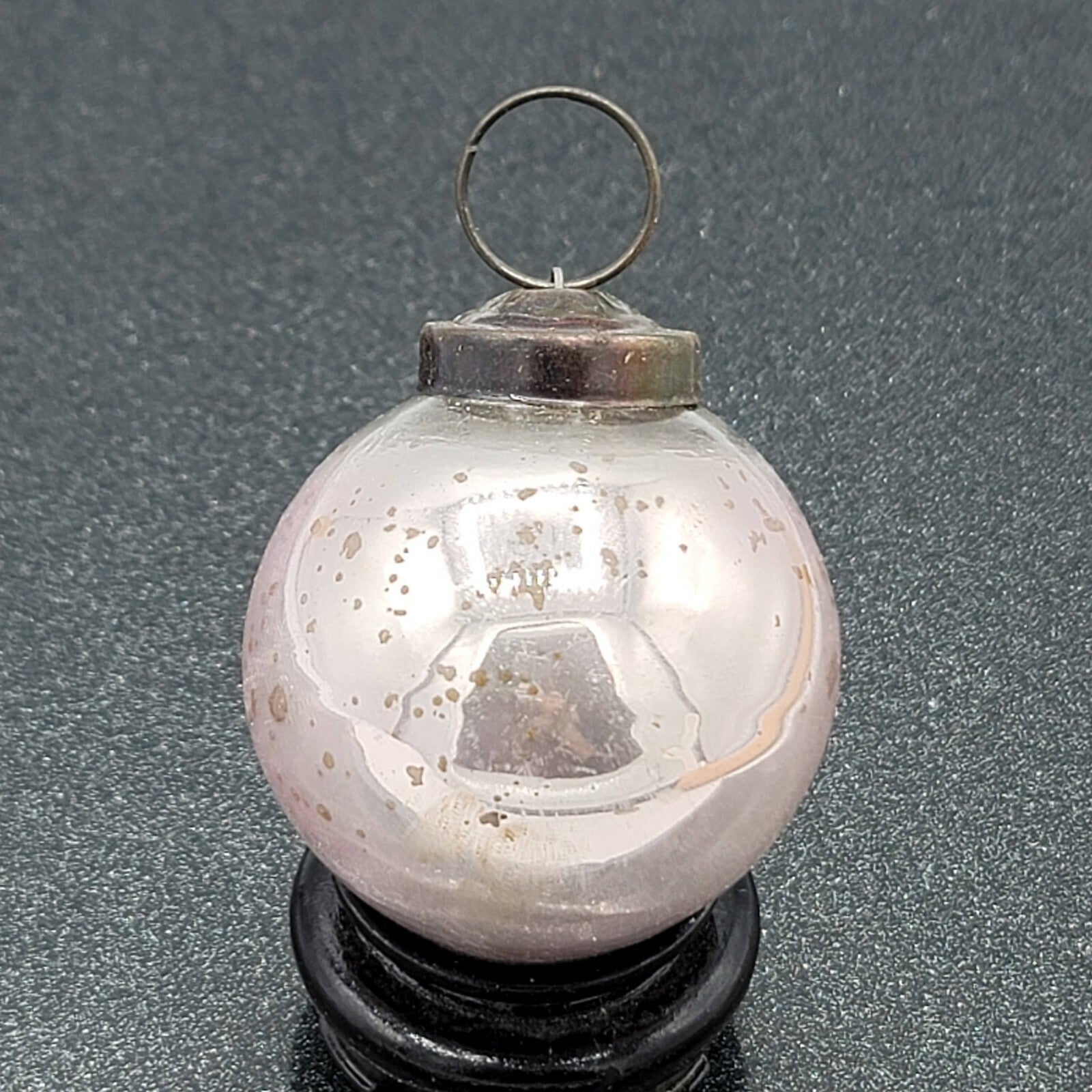 Vintage Glass Kugel Style Purple Silver Ball Christmas Tree Ornament 2"