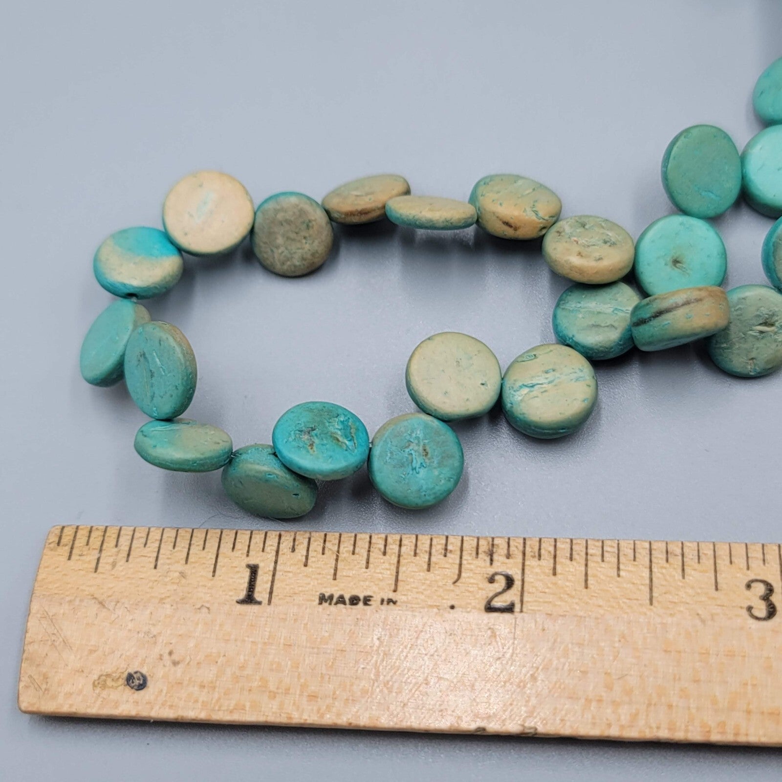 Vintage Coir Coconut Beads Necklace Blue Dyed Beach Theme 16"-18"
