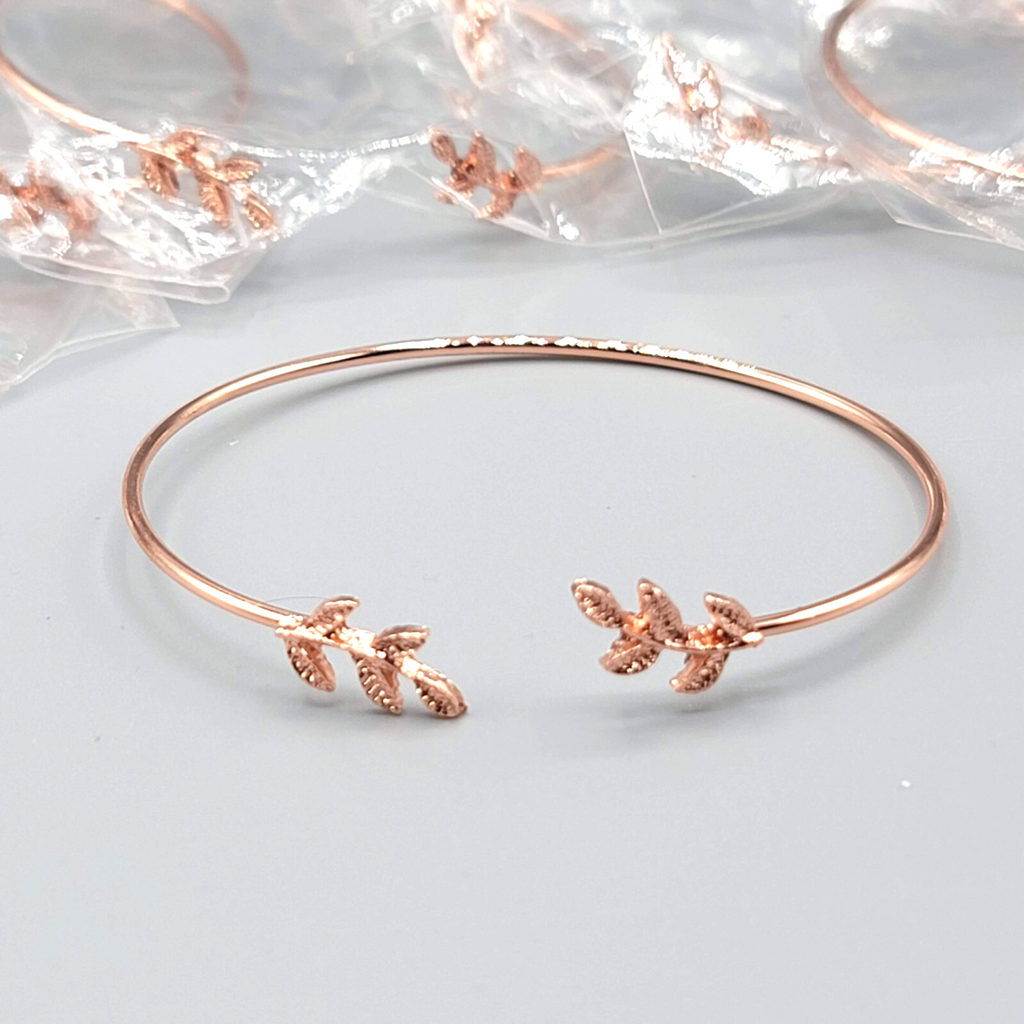 Lot of 6 NEW Rose Gold tone Bracelet  Lot Thin Cuff Leaf Design Bridesmaid Gift