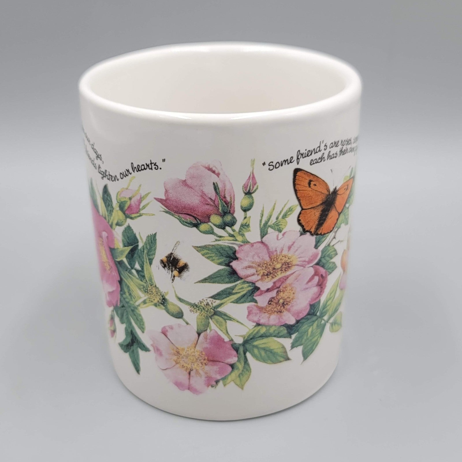 Vintage Avon Wildflower Friendship Coffee Mug 1999 Butterfly Floral Ceramic
