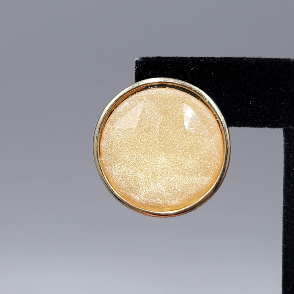 Round Faceted Glitter Acrylic Pierced Earrings 1 1/8"